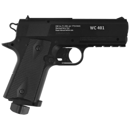 Zestaw wiatrówki 44: Pistolet Borner WC 401 4.5 mm, 1400 BBs, 10 kapsuł CO₂, 100 tarcz