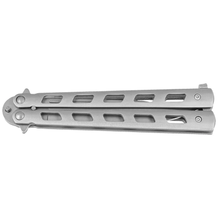 Third Decor Habitat Balisong Knife Grey Stainless Steel, Satin 420 (10967)