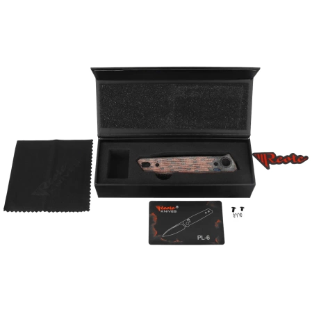 Reate PL-6 Knife Red / Black Micarta, Black PVD Nitro-V (PL-6 RDBKM PVD)