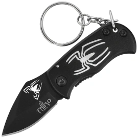 Third Decor Habitat Spider Knife Keychain Black Aluminum, Black 420 (N201A)