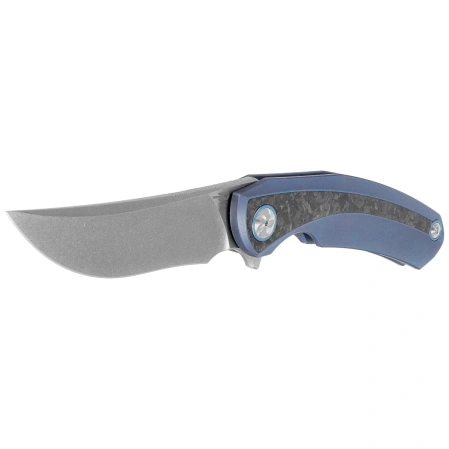 Bestech Sambac Knife Blue Titanium / Marbled Carbon Fiber, Stonewashed / Satin MagnaCut by Ostap Hel (BT2402D)