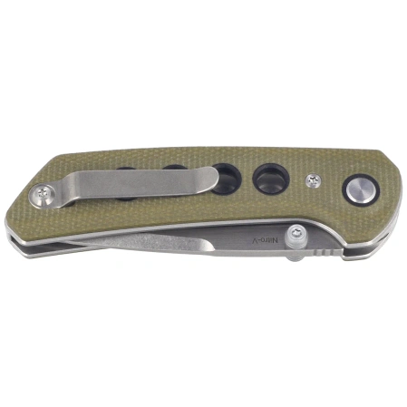 Nóż składany Reate PL-XT Green Micarta, Stonewashed Nitro-V (PL-XT DP.GRM.STW)