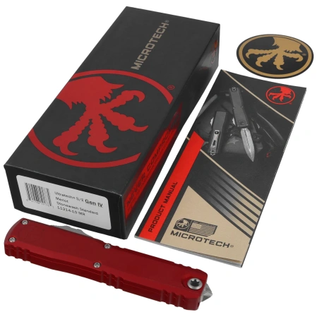 Microtech Ultratech Gen IV S/E OTF Knife Merlot Aluminum, Stonewashed M390MK by Tony Marfione (11214-10MR)