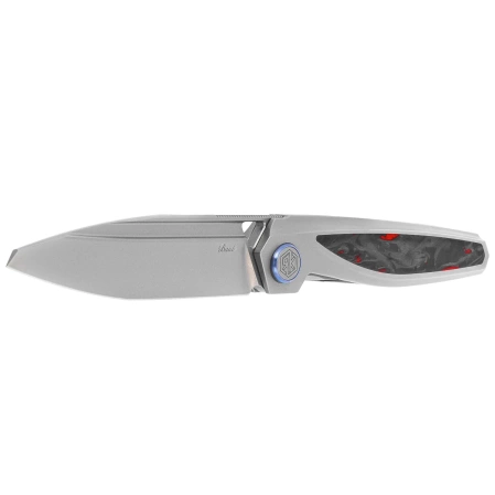 Rike Knife RK-Baidi-T-P/RCF Gray Titanium / Red Carbon Fiber, Bead Blasted M390