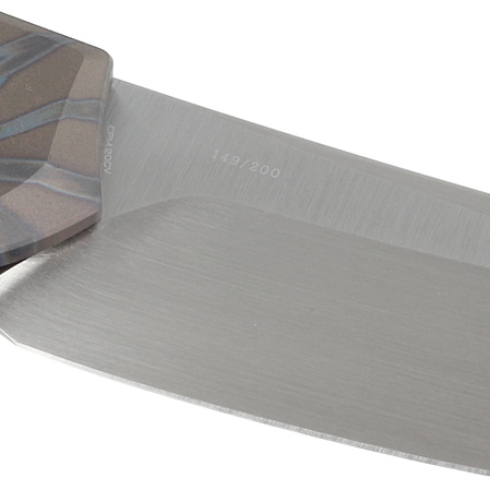 WE Knife Merata LE No 149/200 Tiger Stripe Titanium, Hand Rubbed Satin CPM 20CV by Anton Tkachenko knife (WE22008A-3)