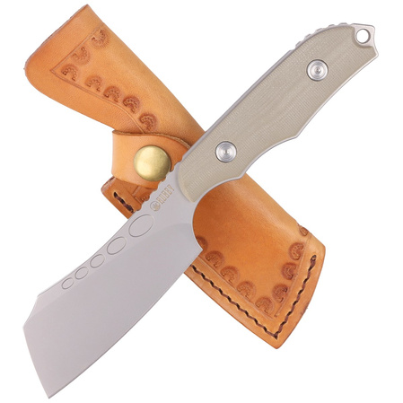 Kubey Knife Aiden, Tan Micarta, Sand Blasted D2 by Damiano Dall'Amico (KU341B)