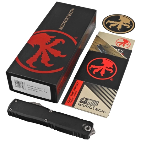 Microtech Ultratech Gen III ZBP T/E OTF Knife Black Aluminum, Apocalyptic M390MK by Tony Marfione (1123-10AP)