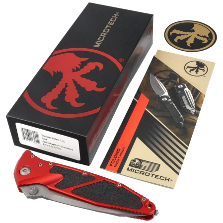 Nóż składany Microtech Socom Elite T/E-M Red Aluminum, Apocalyptic M390MK by Tony Marfione (161-10APRD)