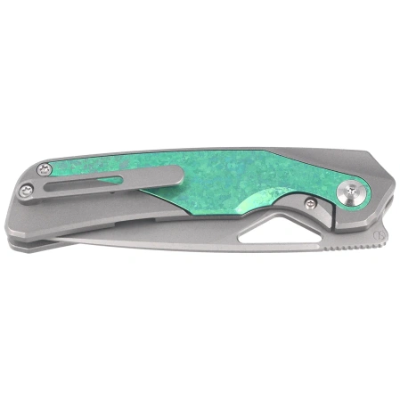 Nóż składany Kizer Topsail Silver-Green Crystallized Titanium, Blast M390 by Jonathan Styles (Ki3735A4)