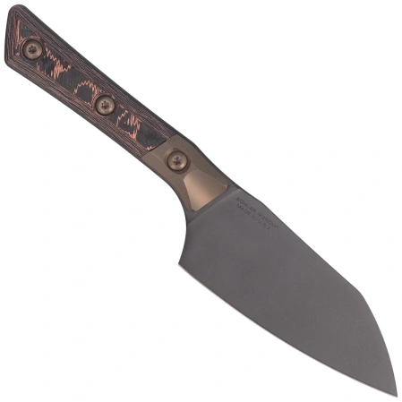 Nóż kuchenny Microtech Santoku 4.2'' Signature Bronze Titanium Bolsters/Live Wire Carbon Fiber, Black DLC M390MK (3300B-1DLCLWCFS)
