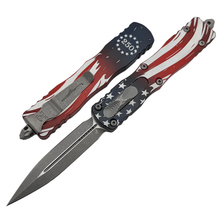 Nóż automatyczny OTF Microtech Dirac Delta D/E Signature 250th Anniversary 4th of July Aluminium, Apocalyptic M390MK by Tony Marfione (227-10APS-4J250)