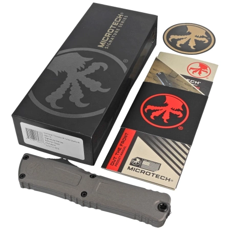 Microtech Combat Troodon Gen III Interceptor Signature OTF Knife Natural Clear Aluminum, Black M390MK by Tony Marfione (1217-1NCS)