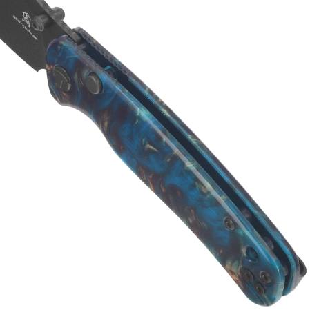 Bestechman Cicada's Wing-TL Knife Clear Blue Resin, Black PVD 10Cr15CoMoV (BMK24-R-3)