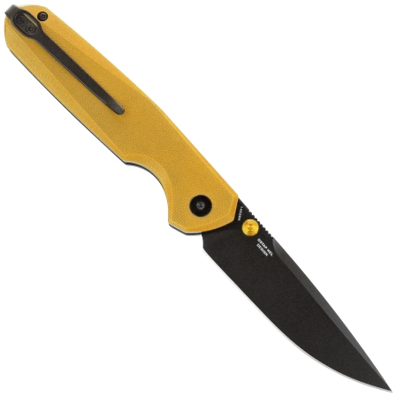 Bestechman Velix Knife Yellow G10, Black PVD 14C28N by Ostap Hel (BMK07E)