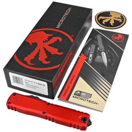 Nóż automatyczny OTF Microtech Ultratech Gen IV D/E Red Aluminium, Black Cerakote P/S M390MK by Tony Marfione (11224-2 RD)