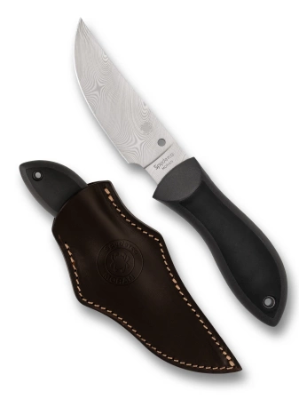 Spyderco Moran Upswept Sprint Run Knife Black FRN / Kraton, Damascus by Bill Moran (FB01PGYD)