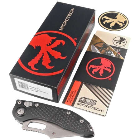 Microtech Stitch-A S/E Automatic Knife Black Aluminum, Apocalyptic M390 by Borka Blades and Tony Marfione (169-10AP)