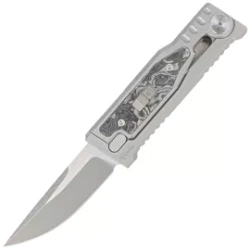 Reate Knife Mini EXO OTF Gravity Drop Point Bead Blasted Titanium/Burl Linen Micarta, Stonewashed CPM 3V
