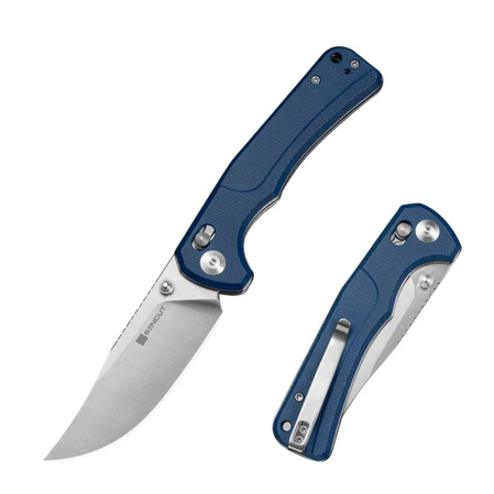 Sencut Slybolt Knife Blue Canvas Micarta, Satin 9Cr18MoV (S25001A-2)