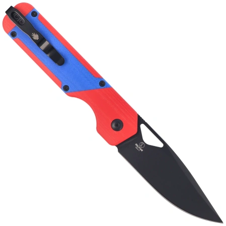 Kizer Militaw Knife Red-Blue G10, Black Nitro-V by Jonathan Styles (V3634A2)