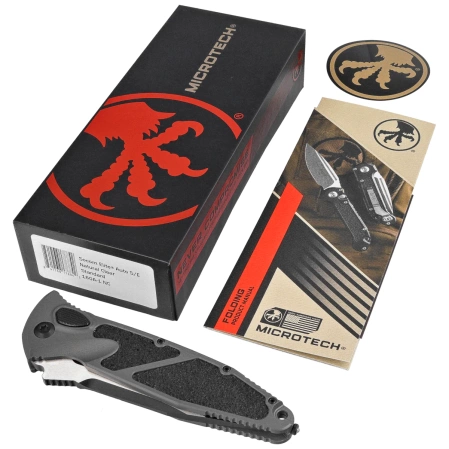 Microtech Socom Elite Auto S/E Natural Clear Aluminum, Black M390MK by Tony Marfione (160A-1NC)