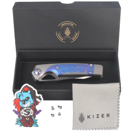 Nóż składany Kizer Ara Silver / Purple Snowflake Titanium, Hand Brushed S45VN Jonathan Styles & Paul Munko (Ki3729A3)