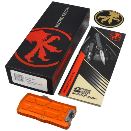 Microtech Exocet II D/E OTF Knife Orange Aluminum, Stonewashed M390MK by Tony Marfione (1157-10OR)
