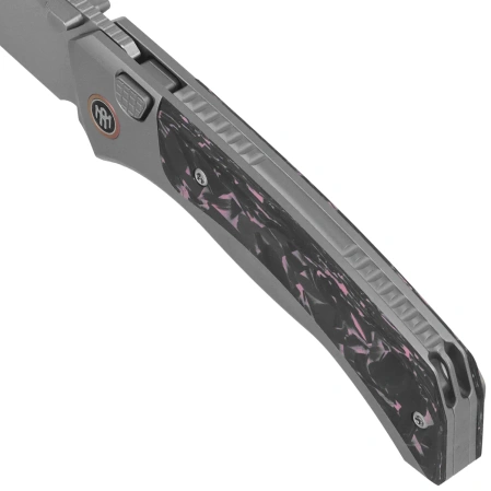 Remette RT-Steed Knife Gray Titanium/Black-Pink Carbon Fiber, Pearlescent M390 (RTWS-TP)