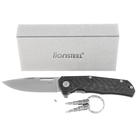 Nóż składany LionSteel Q4ttro Carbon Fiber/Titanium, Satin MagnaCut by Molletta (Q4 CF)