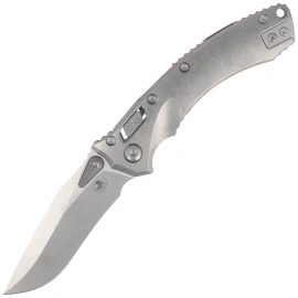 Nóż składany Microtech Amphibian Mini Ram-Lok S/E Gray Slab Side Titanium, Purple Bksp, Stonewashed M390MK by Tony Marfione (137MRL-10MS3)