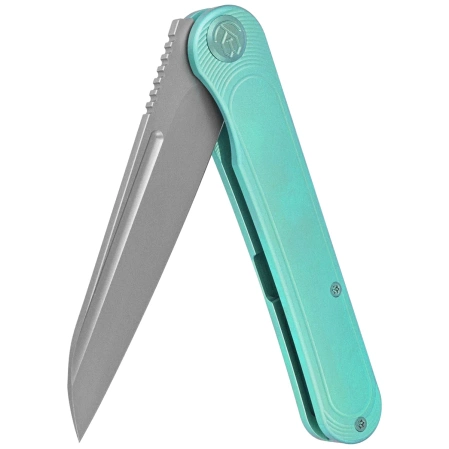 KB Kubey Dandy Knife, Green Titanium, Sandblasted CPM S90V by Maksym Tkachuk (KB247F)