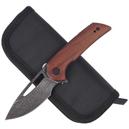 CIVIVI Knife Odium Cuibourtia Wood, Black Damascus by Ferrum Forge Knife Works (C2010DS-1)