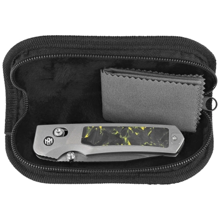 Remette RT-Aurora Knife Gray Titanium/Carbon Fiber, Manual Fine Grinding Satin/Pearlescent M390 (AURA-Y)