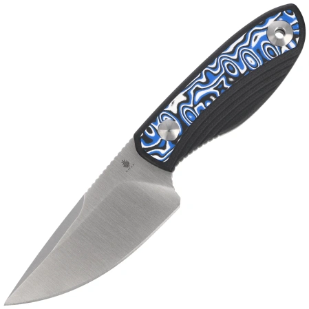 Kizer Finch Knife Black G10/Blue-White Vortex Micarta, Satin AEB-L by Vincent Rizzo (1134A3)