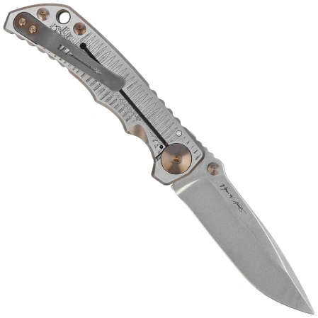 Spartan Blades Harsey Folder ''Marching Spartans'' Titanium, Stonewashed MagnaCut