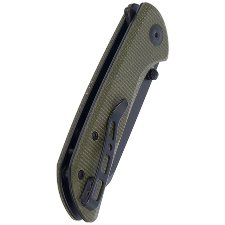 Sencut Knife Fritch Green Canvas Micarta, Black Stonewashed 9Cr18MoV (S22014-1)