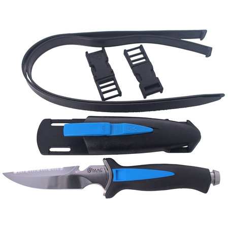 MAC Aquatys Diving Knife Blue-Black PP-TPE, Mirror W 1.4060