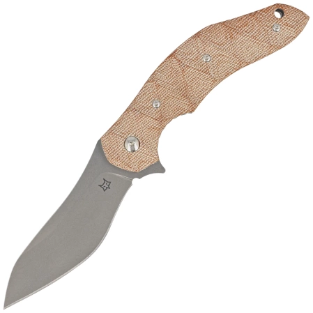 Fox Flipper Knife Natural Micarta, Acid Stonewashed N690Co by Jens Ansø (FX-302 MIN)