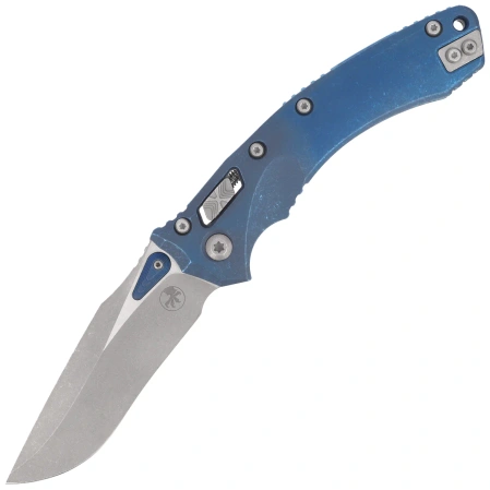 Microtech Amphibian Ram-Lok S/E Marfione Select Knife Blue Slab Side Titanium, Blue HW, Apocalyptic M390MK by Tony Marfione (137RL-10APMS2)