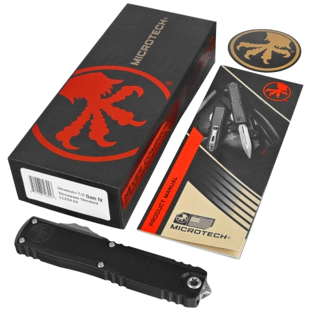 Nóż automatyczny OTF Microtech Ultratech Gen IV T/E Black Aluminium, Stonewashed M390MK by Tony Marfione (11234-10)