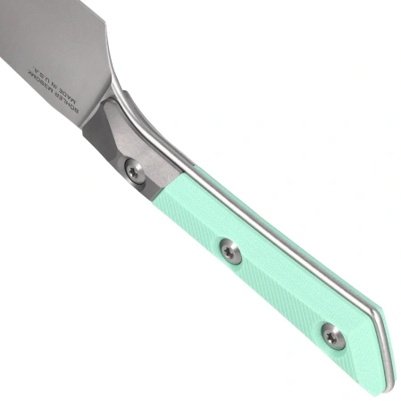 Microtech Santoku 4.2'' Kitchen Knife Titanium Bolster/Caribbean Blue G10, Stonewashed M390MK (3300B-10CA)