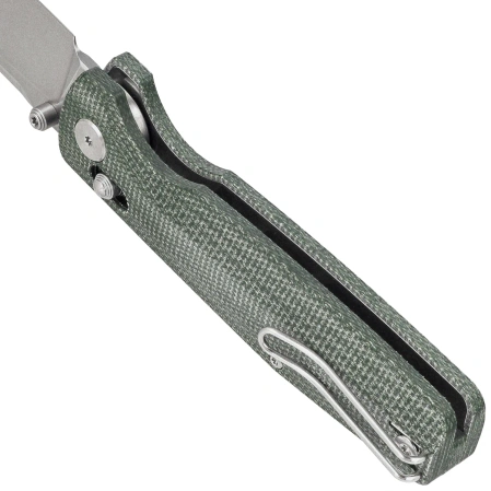 Nóż składany Bestech Slasher Green Micarta, Stonewashed D2 (BG56B-1)
