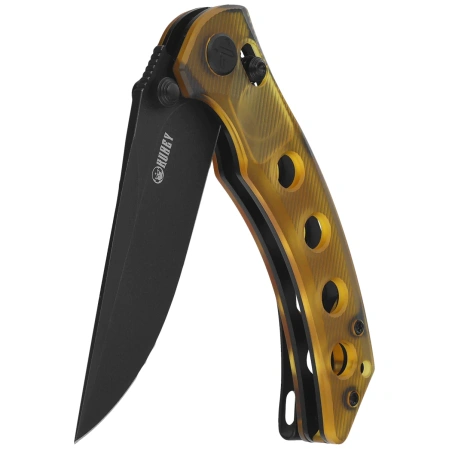 Kubey Hound Knife Yellow Ultem, Black PVD 14C28N by Maksim Tkachuk (KU172H)