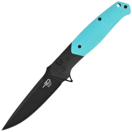 Bestech Swordfish Knife Black/Light Blue G10, Black PVD 14C28N (BG62E)