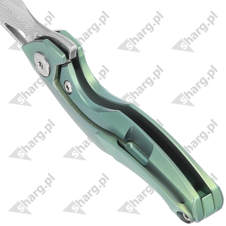 Nóż na szyję Bestech The Reticulan Green Titanium, Damascus by Elijah Isham (BT1810I)