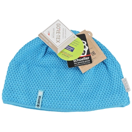 Kama Merino Wool/Acrylic Gore-Tex Infinium Windstopper, Cyan beanie (AW62-115)