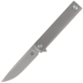 Fox Chnops Heritage Knife Gray Titanium, Stonewashed Hybrid Cryo by Raven Knives Design (FX-544 TI)