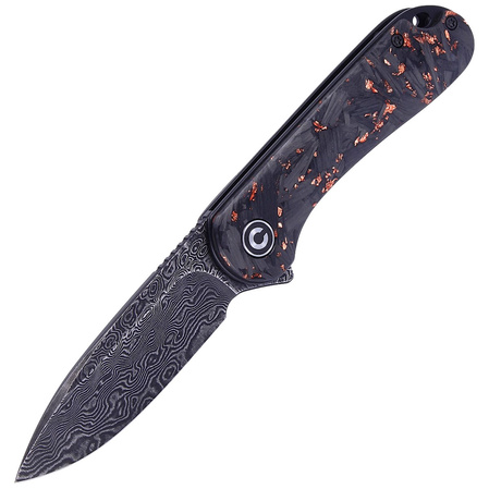 CIVIVI Elementum Flipper Shredded Carbon Fiber / Copper, Damascus (C907C-DS3)
