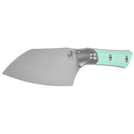 Microtech Santoku 4.2'' Kitchen Knife Titanium Bolster/Caribbean Blue G10, Stonewashed M390MK (3300B-10CA)
