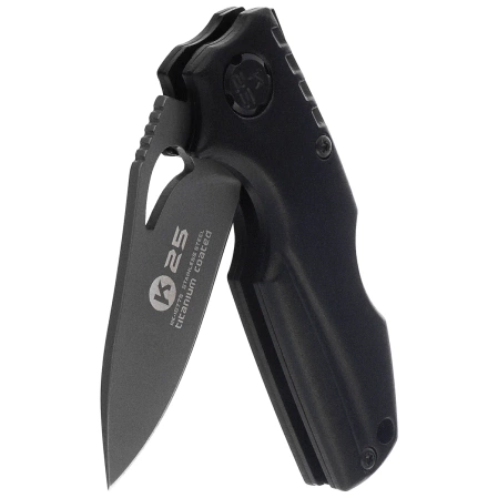 K25 Folding Knife – Black Aluminum, Titanium-Coated 7Cr17MoV (18775)